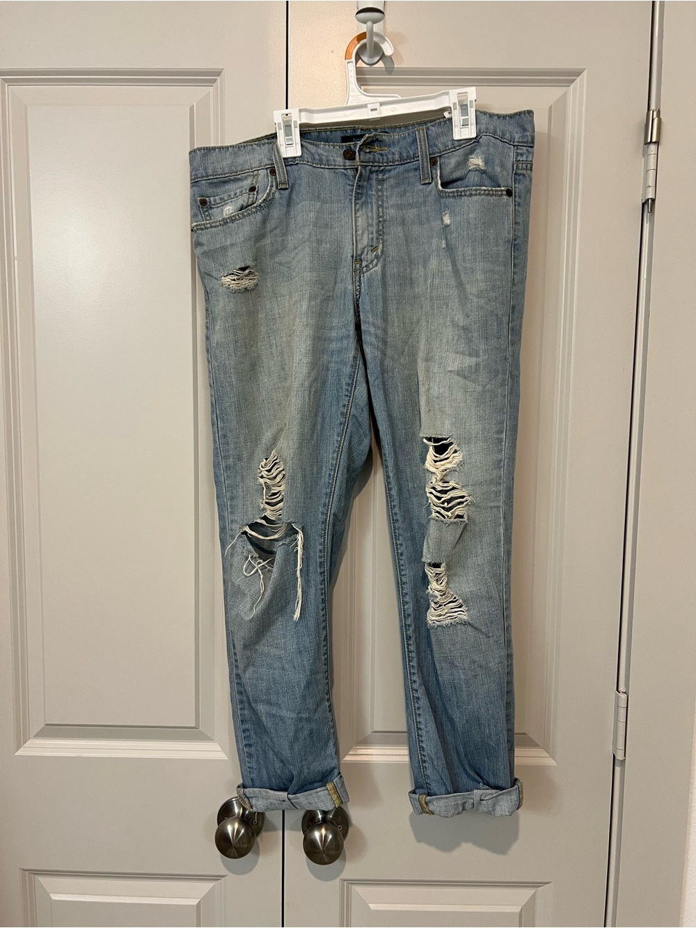 Levi's 513 Light Blue Ripped Boyfriend Jeans